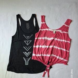 Neoclassics Black Geometric and Pink Tie-Dye Tank Tops